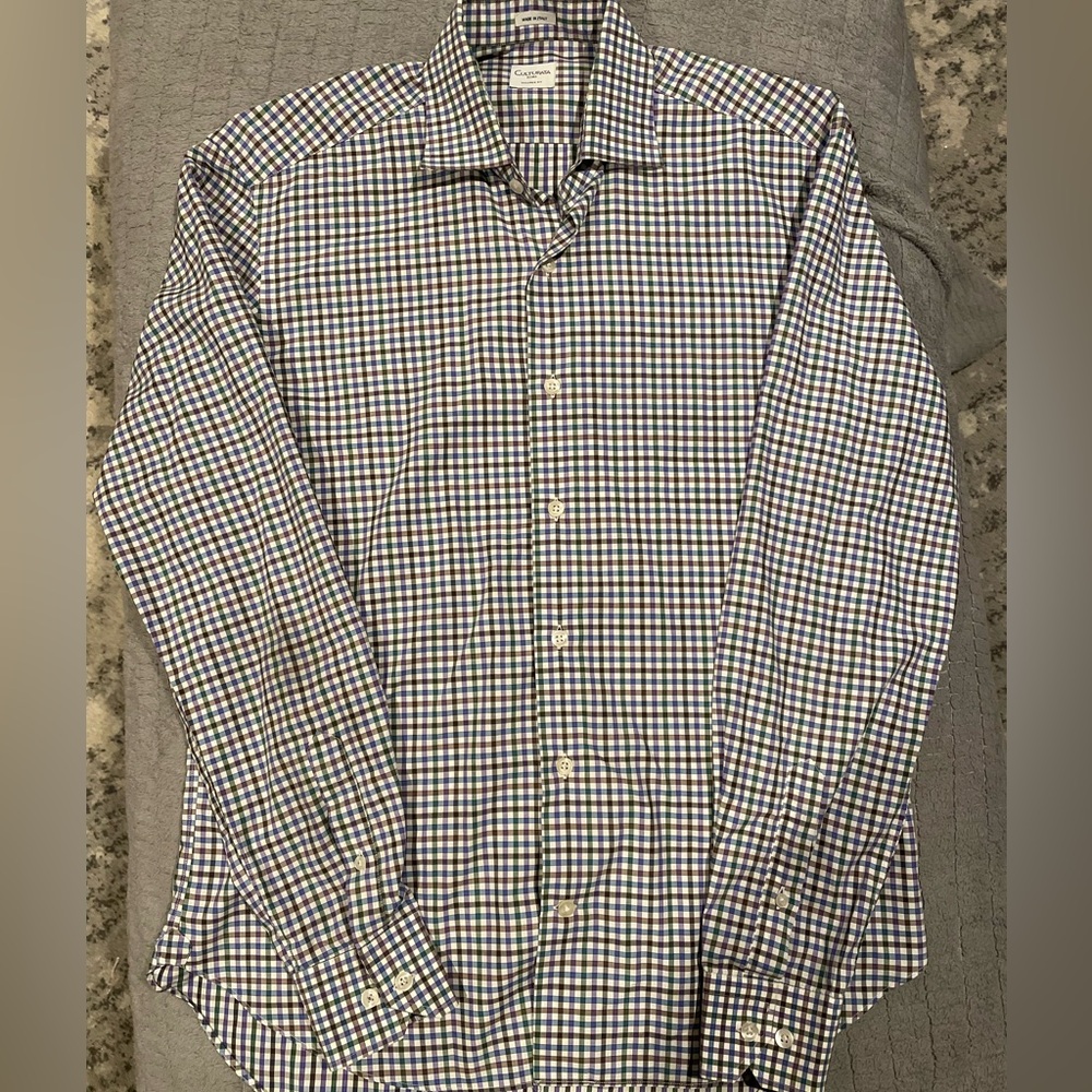 Culturata Purple, Green, Brown & Blue Check Button-Down Shirt